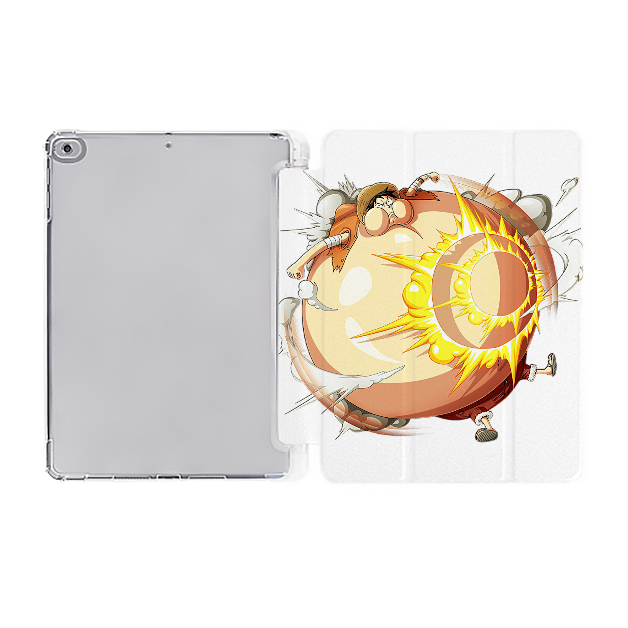 （画像用） ワンピース モンキー・D・ルフィ ONE PIECE Monkey D. Luffy IPad ケース ペン収納付き 三つ折りスタンド PUレザー×シリコン 対応機種9.5/10.5/10.9インチ